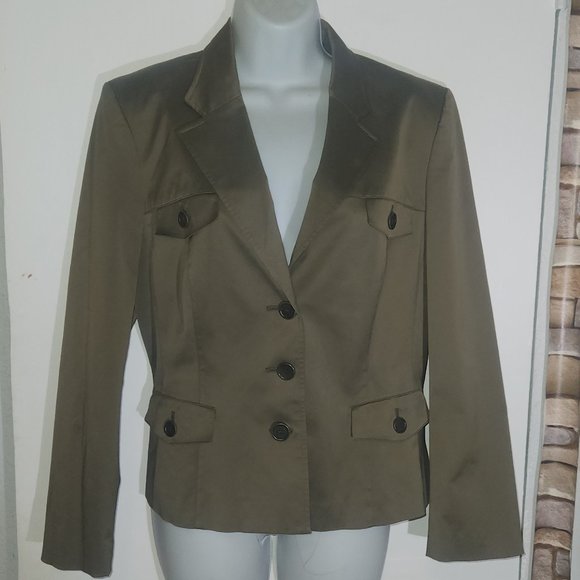 Talbot Petites stylish stretch blazer, Lined, Green/Grey in size 14 - Picture 1 of 13